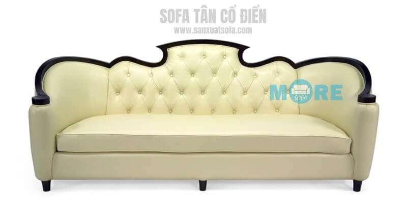 Sản xuất hoàn thiện Sofa tân cổ điển MS-014 gỗ tự nhiên Óc chó, bọc da bò thật nhập khẩu, nguyên liệu tự nhiên thân thiện với môi trường